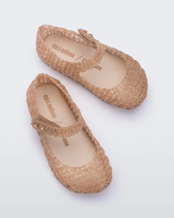 mini_melissa_fashion_campana_papel_flat_baby_beige_glitter.jpg Mini Melissa Fashion Campana Papel Flat-Baby Beige Glitter - Image 1
