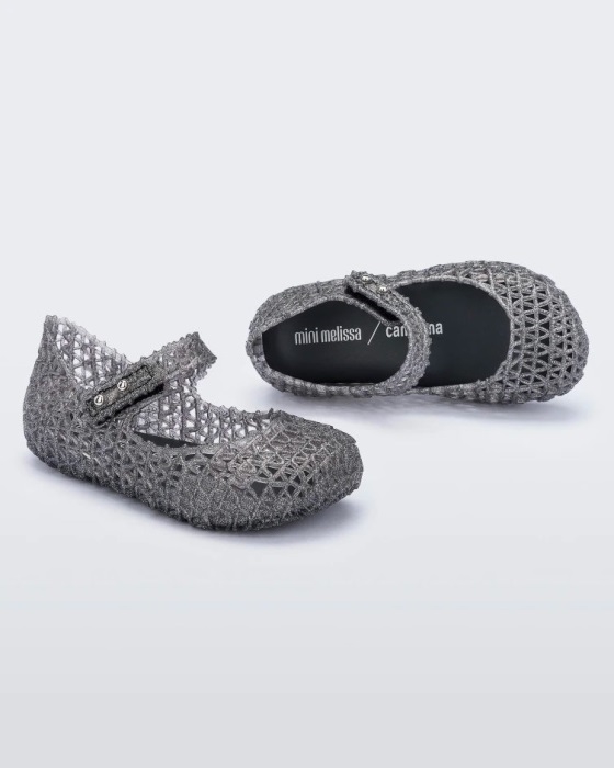 mini_melissa_fashion_campana_papel_flat_baby_black_glitter.jpg Mini Melissa Fashion Campana Papel Flat-Baby Black Glitter - Image 1