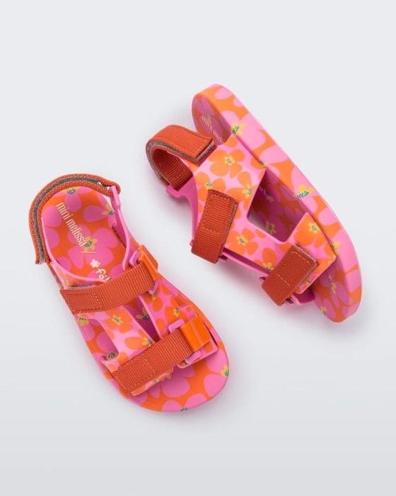 Mini Melissa Fashion Ping Pong Fabula Sandal-Kids Pink-Orange - Image 1