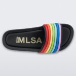 Melissa Fashion Rainbow Beach Slide Black Rainbow