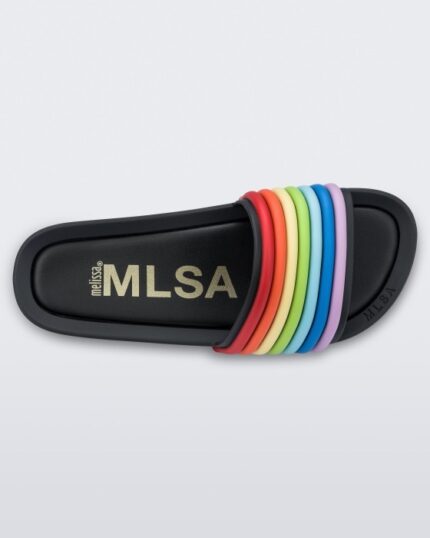Melissa Fashion Rainbow Beach Slide Black Rainbow