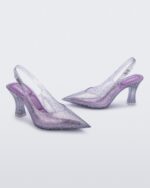 Melissa Fashion Slingback Heel Larroude Clear Glitter Silver - Image 2