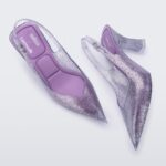 Melissa Fashion Slingback Heel Larroude Clear Glitter Silver