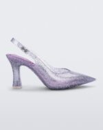 Melissa Fashion Slingback Heel Larroude Clear Glitter Silver - Image 4