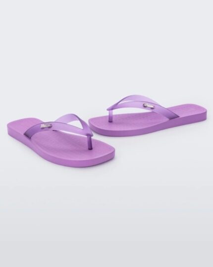 Melissa Fashion Sun Long Beach Flip Flop Lilac-Clear Lilac