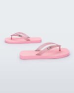 Melissa Fashion Sun Long Beach Flip Flop Pink Clear Glitter - Image 2