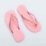 Melissa Fashion Sun Long Beach Flip Flop Pink Clear Glitter