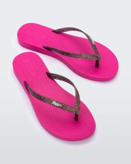 Melissa Fashion Sun Venice Flip Flop Pink-Clear Glitter