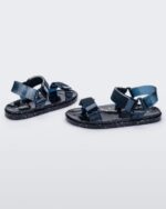 Melissa Fashion Wide Papete Sandal Blue Glitter Silver - Image 2