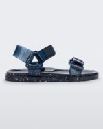 Melissa Fashion Wide Papete Sandal Blue Glitter Silver - Image 4