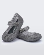 Mini Melissa Fashion Campana Papel Flat-Baby Black Glitter - Image 2