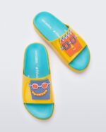 Mini Melissa Fashion Cloud Fabula Slide-Kids Yellow-Blue - Image 2