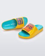 Mini Melissa Fashion Cloud Fabula Slide-Kids Yellow-Blue - Image 3