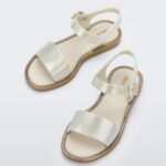Mini Melissa Fashion Mar Sandal-Kids White-Glitter