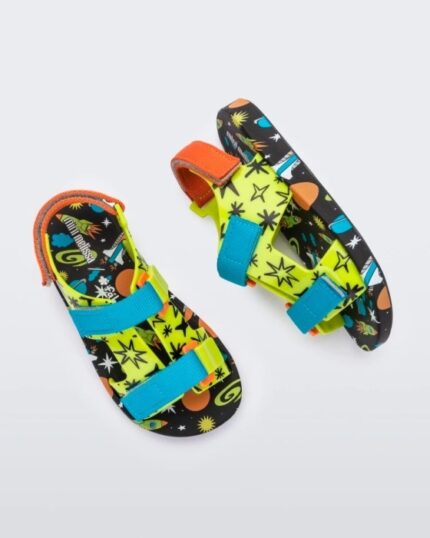 Mini Melissa Fashion Ping Pong Fabula Sandal-Kids Black-Green