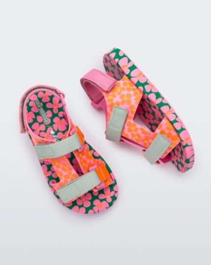 Mini Melissa Fashion Ping Pong Fabula Sandal-Kids Pink-Green